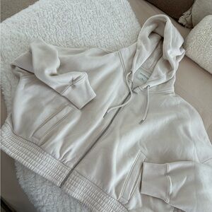 Abercrombie & Fitch Women's Light Cream Hoodie Jacket